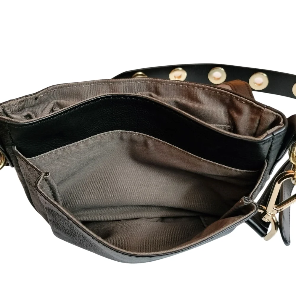 J.Crew Black Leather Saddle CrossBody Bag